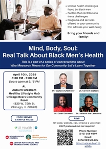 Community Conversation: Mind, Body, Soul: Real Talk About Black Men’s Health : April 10th Mind, Body, Soul: Real Talk About Black Men’s Health