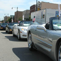 Chicago Crossroads Corvette Club arrives to the Renaissance Festival.