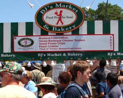 Festival-goers line up to taste BJ's food selections.