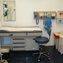 One of two exam rooms within the Care Van Unit.